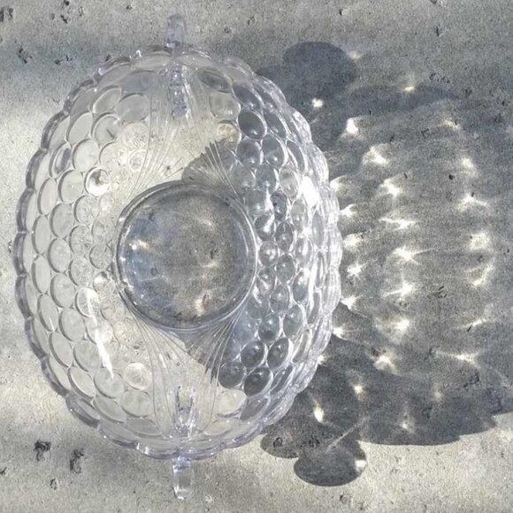Vintage Westmoreland Thousand Eye Oval 2 Handled Bubble Glass Serving Bowl - Picture 5 of 9
